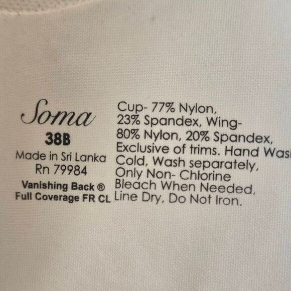 Soma Womens Black White Two Underwire Front Closure Full Coverage Bras 38B - Picture 11 of 12